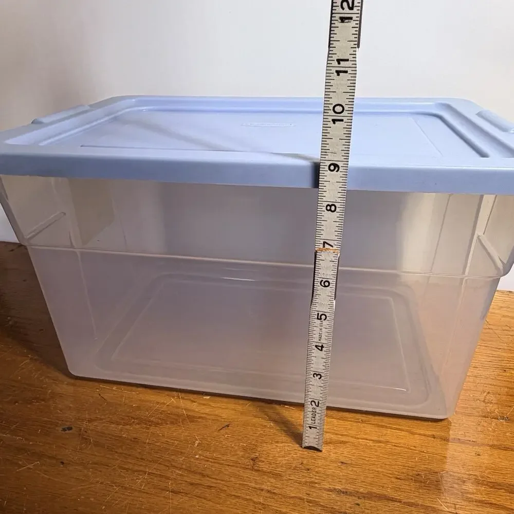 Vtg Rubbermaid 2222 Keepers 19.5 Qt Clear Blue Box Storage Tote Container 1990